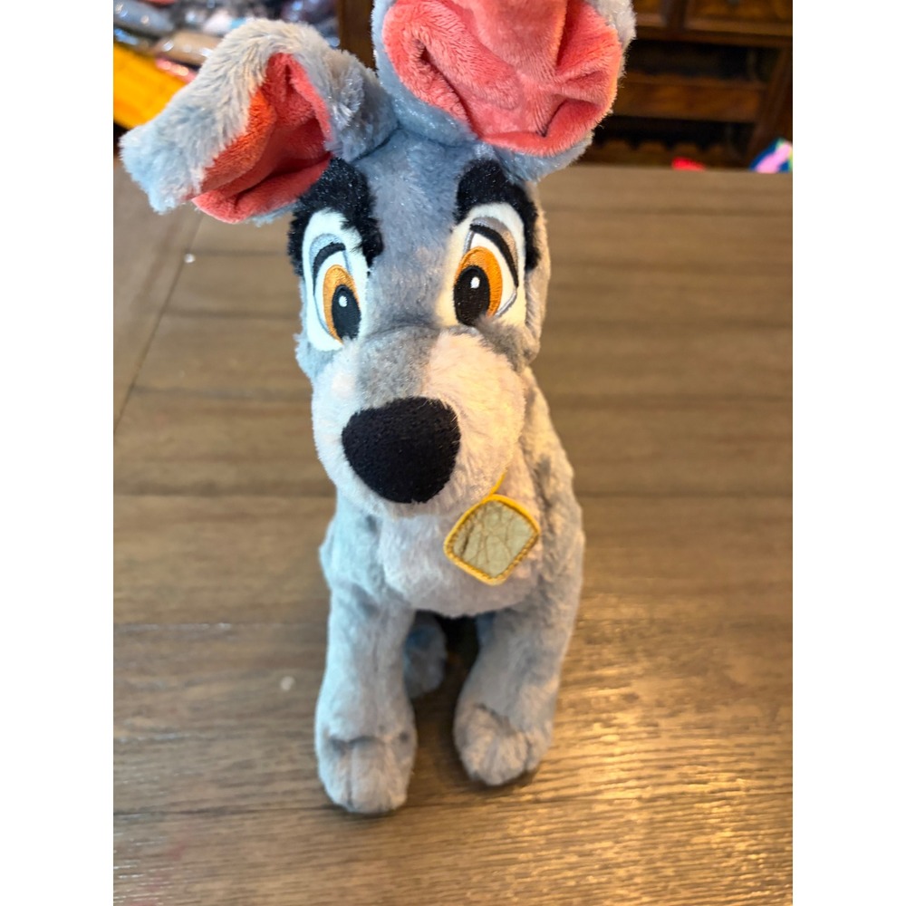 Disney Tramp Plush Toy glow cheek 15in Grey Dog Lady & the Tramp Primark Collar